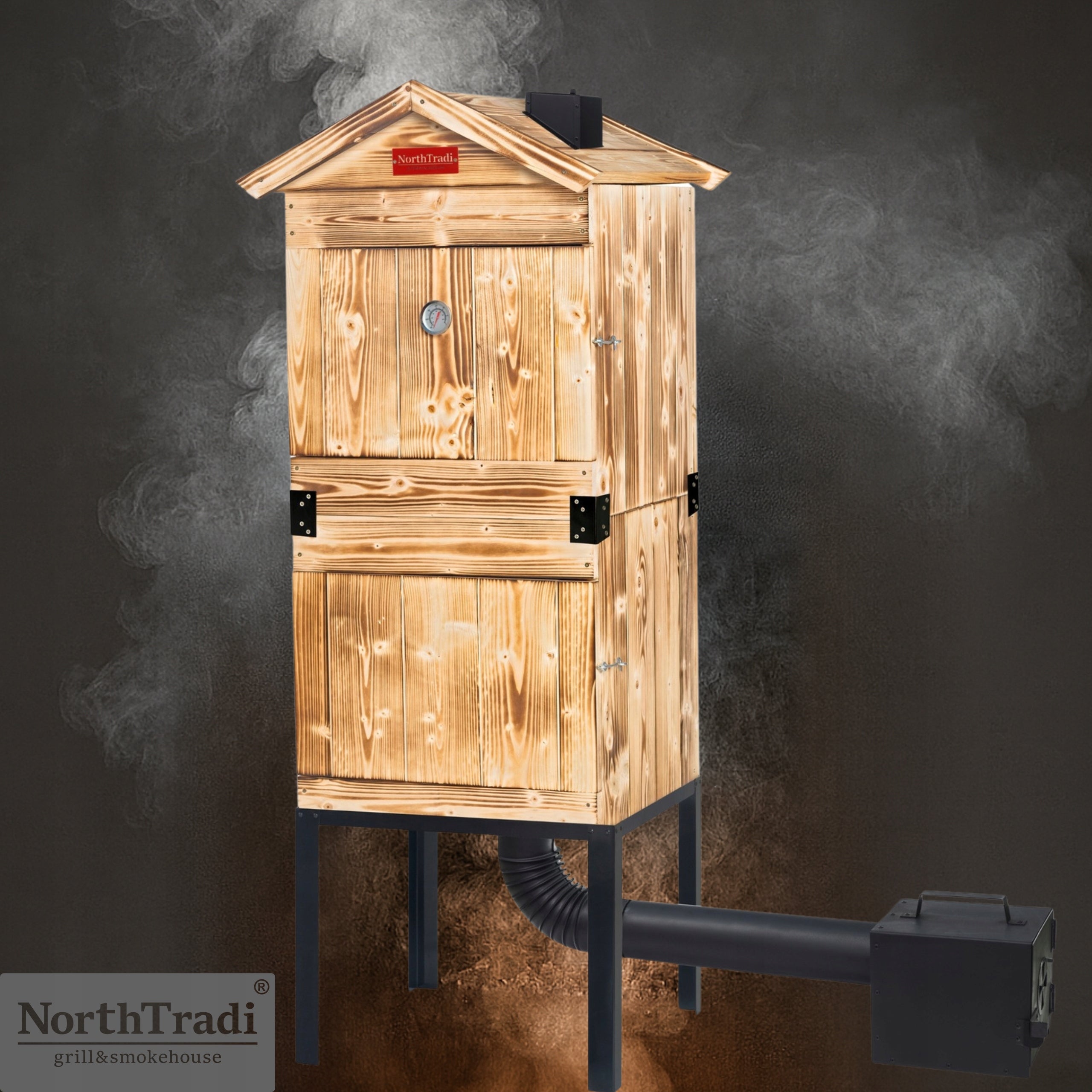 Large Garden Smokehouse Home Wooden Tanned Smoke Fire Pit Set Manufacturer code BRANN30DDKML
