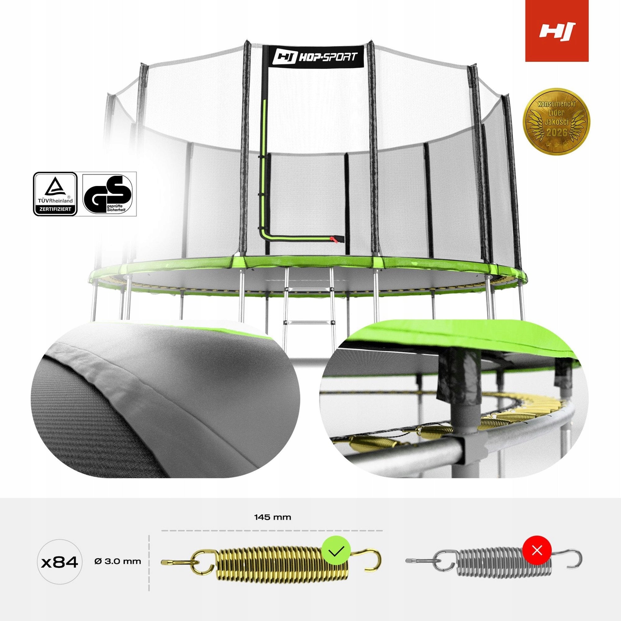 Large Garden Trampoline 14ft 427cm With Mesh Outdoor Ladder For Kids Brand Hop-Sport