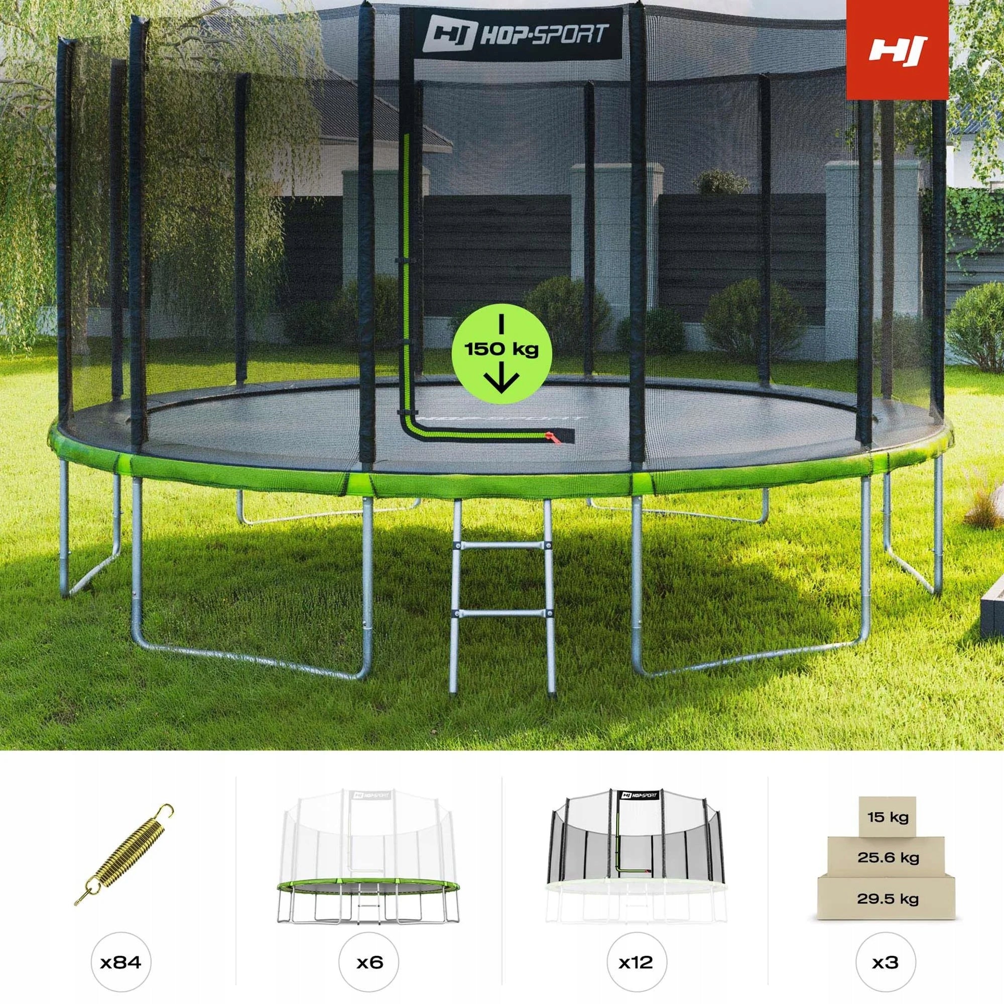 Large Garden Trampoline 14ft 427cm With Mesh Outdoor Ladder For Kids Kind with net