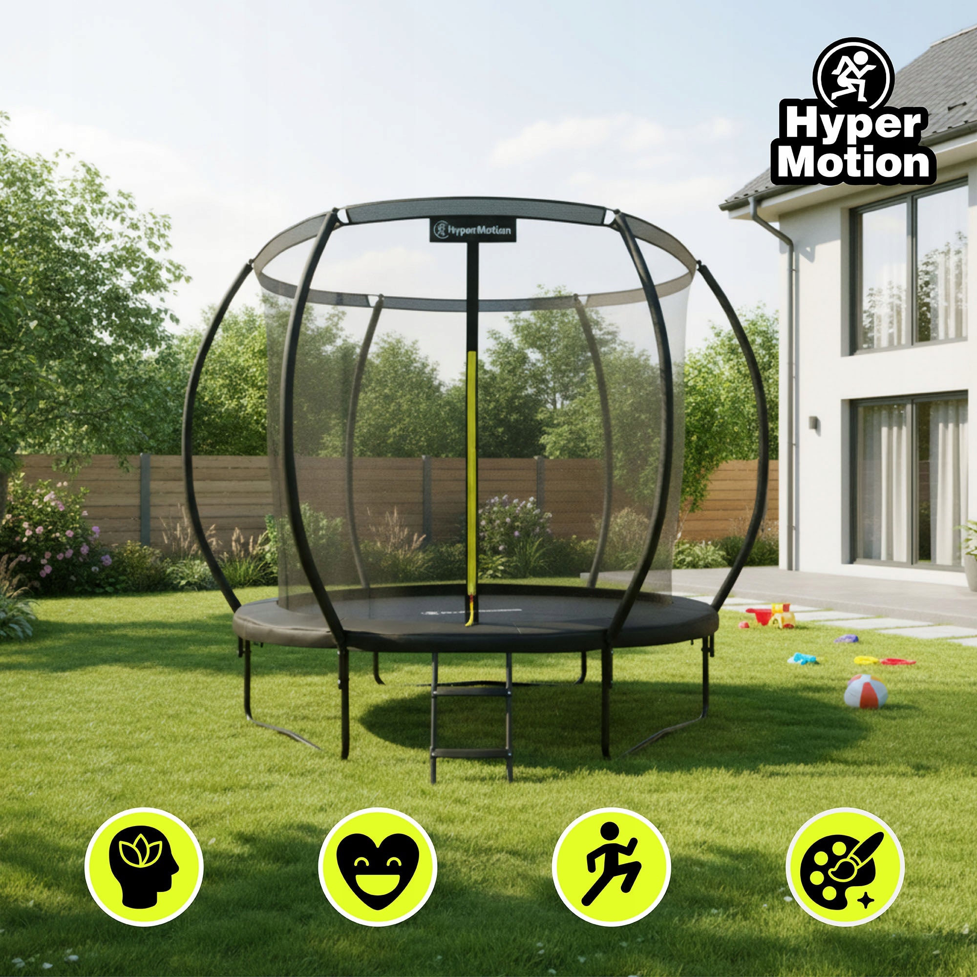 Large Garden Trampoline for Children 244cm Ladder Safety Net Manufacturer code TRAMPOLINE 8FT