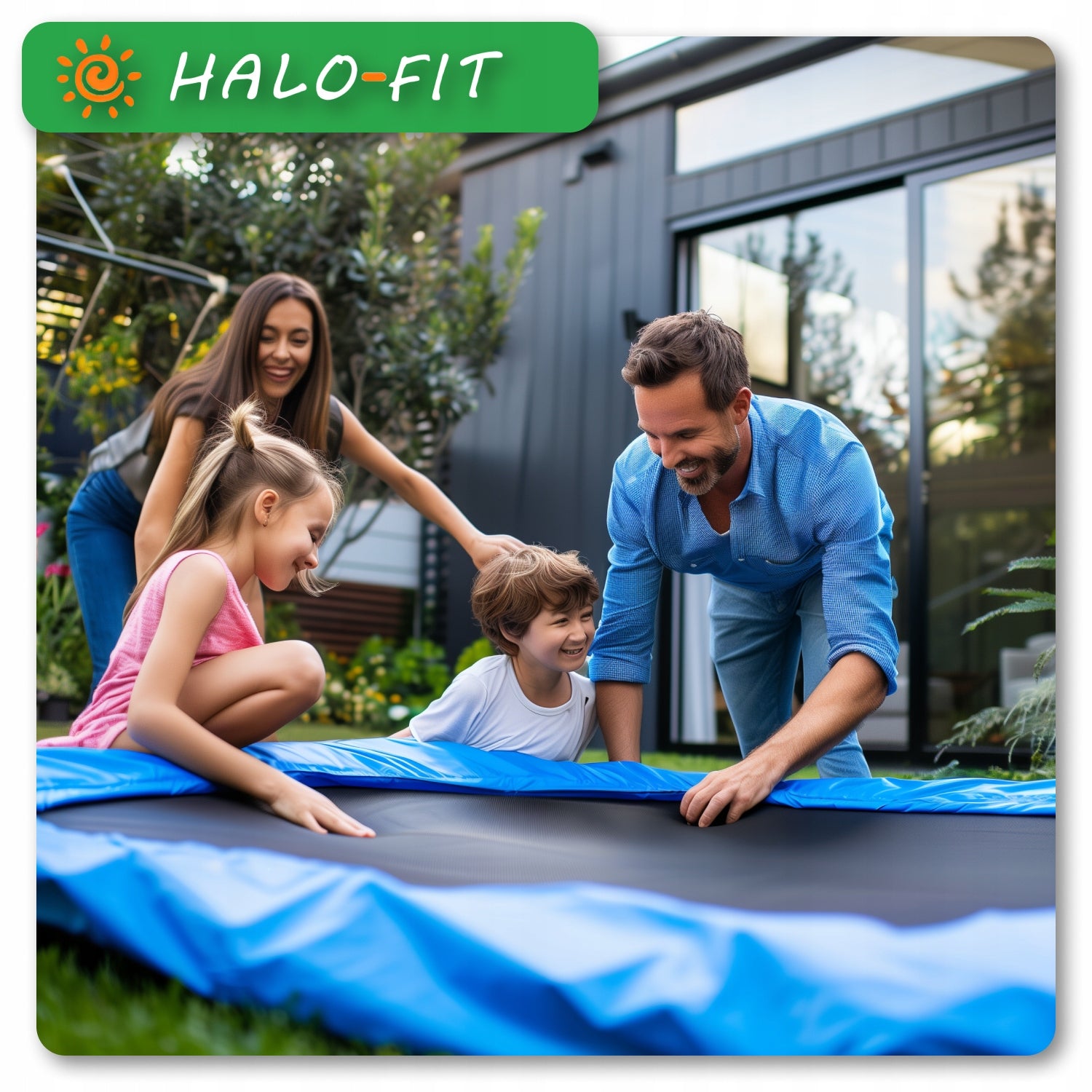 Large Garden Trampoline for Children 305cm with Mesh – 10FT, 150kg, Halo-Fit Net height 180 cm