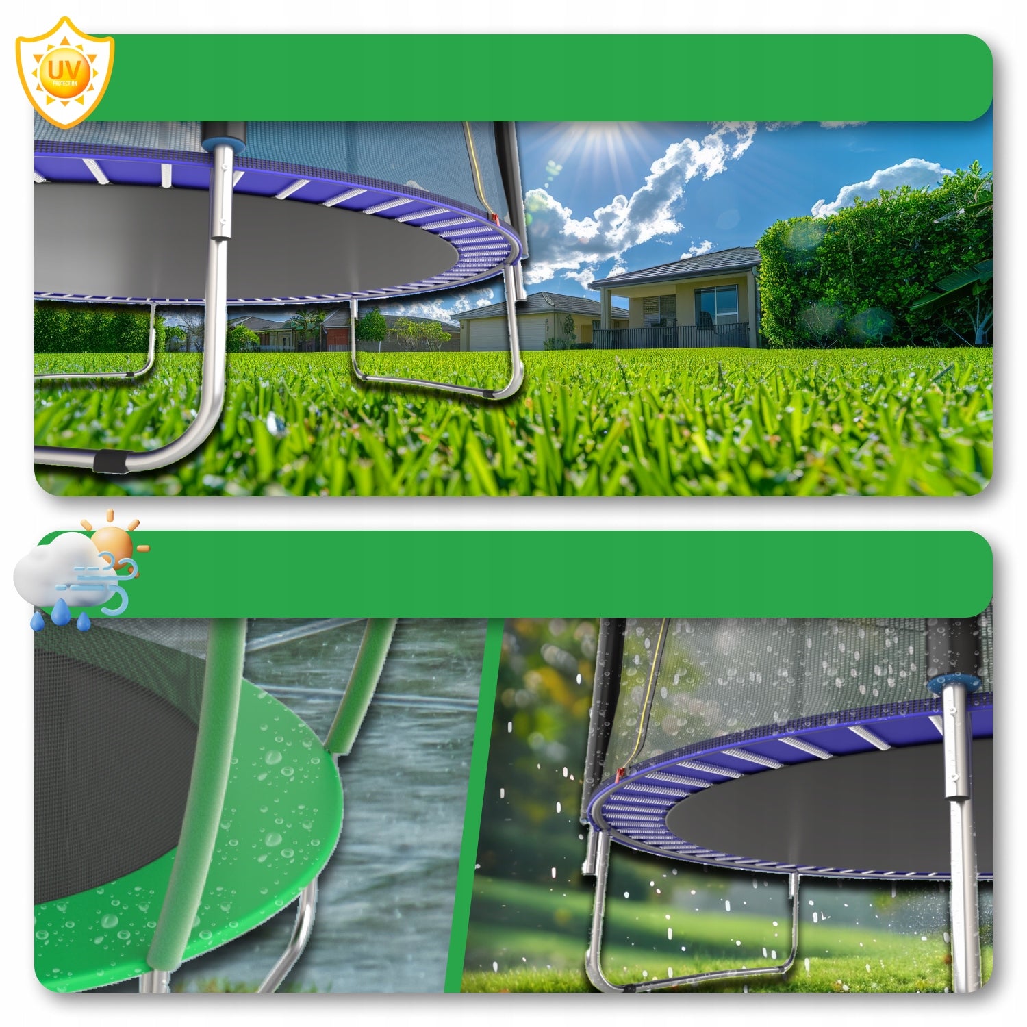 Large Garden Trampoline for Children 305cm with Mesh – 10FT, 150kg, Halo-Fit Number of springs/ropes 60