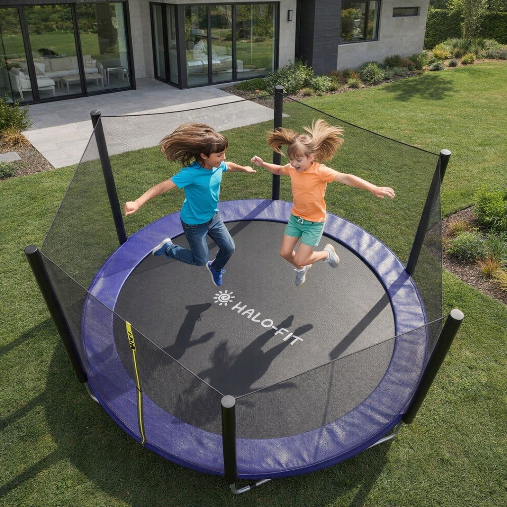Large Garden Trampoline for Children 305cm with Mesh – 10FT, 150kg, Halo-Fit Packaging status original