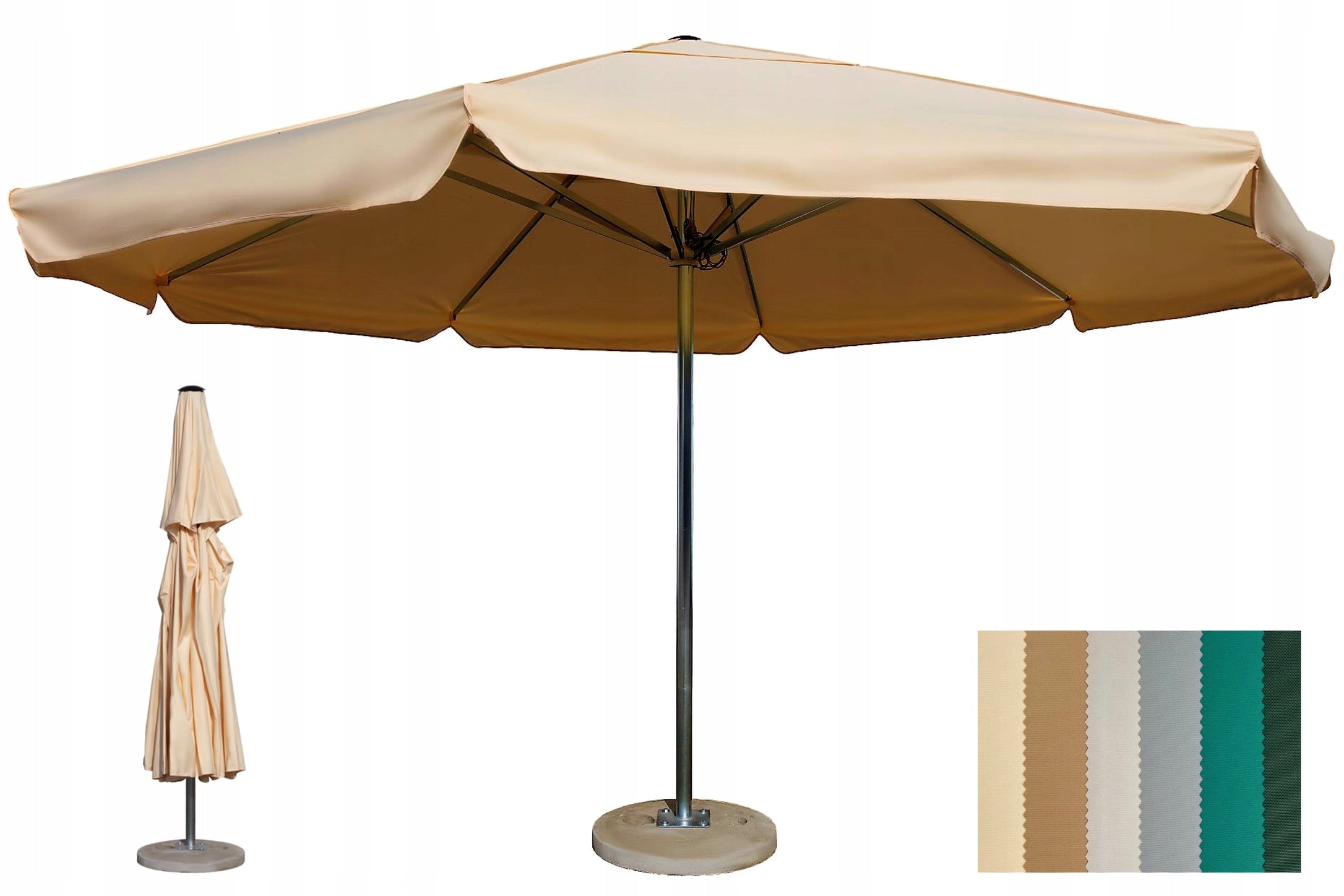 Large Garden UMBRELLA 4 m Strong Polish 400cm - BASE 70kg Manufacturer no brand