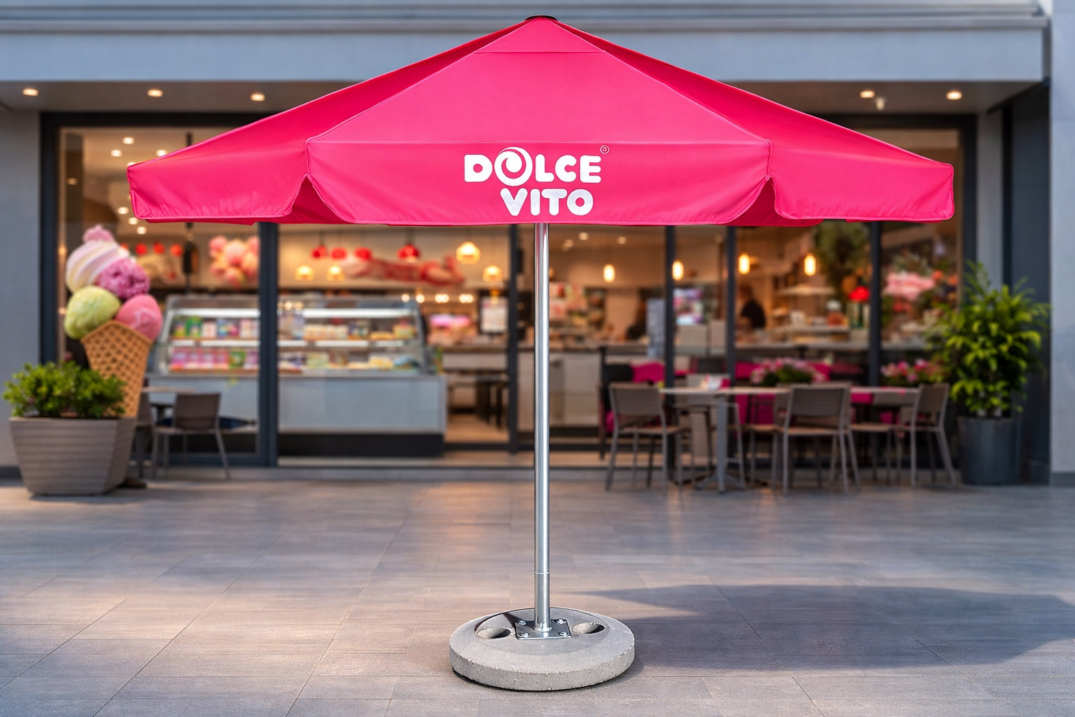 Large Garden Umbrella 4m Advertising Gastronomic with LOGO Ice Cream Shop Diameter/width 400 cm