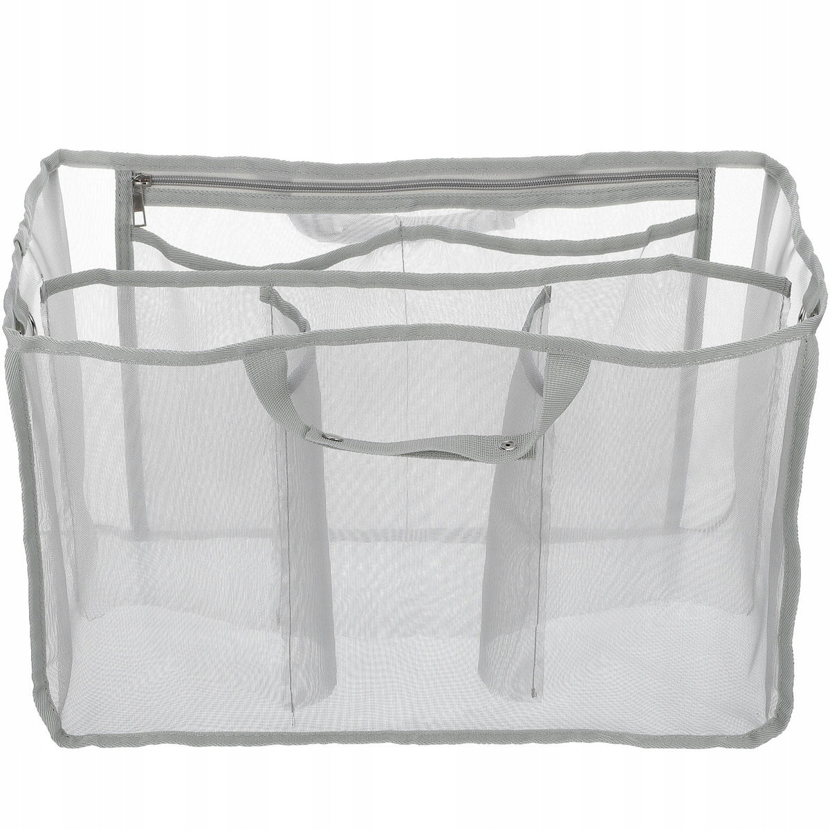 Large Grey Mesh Beach Bag Organizer with Zipper for Travel