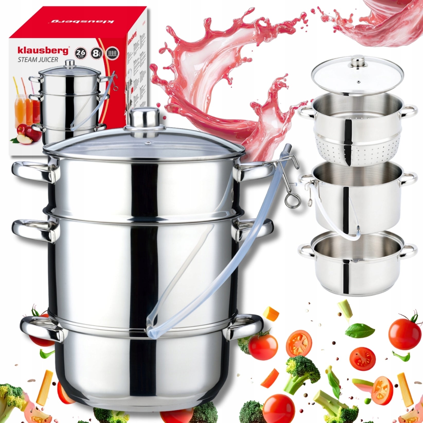 Large Juicer 8 Lit Klausberg Steam Juice Pot Induction Gas 26cm
