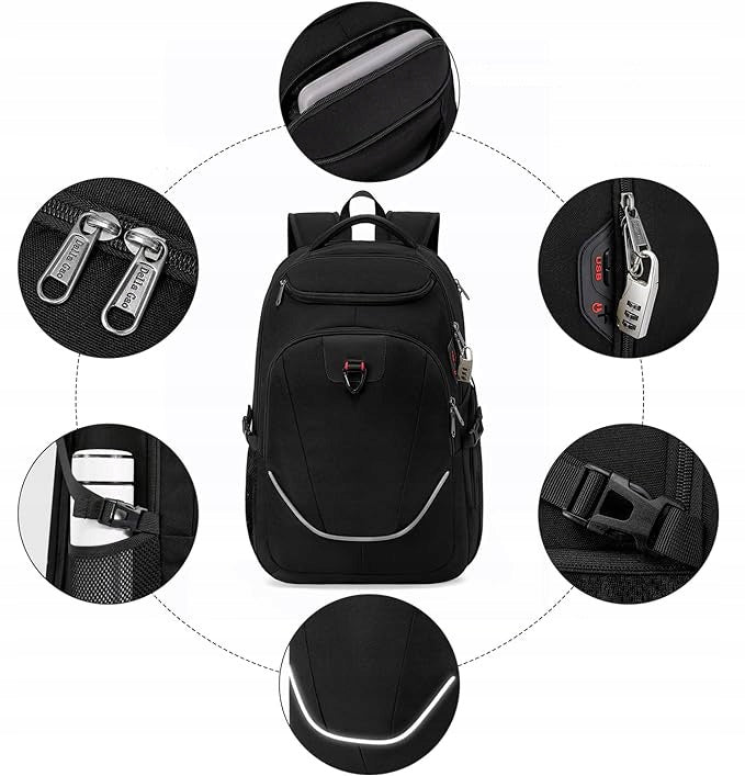 Large Laptop Backpack 17,3 School Luggage USB Waterproof + Combination Lock EAN (GTIN) 082481135556