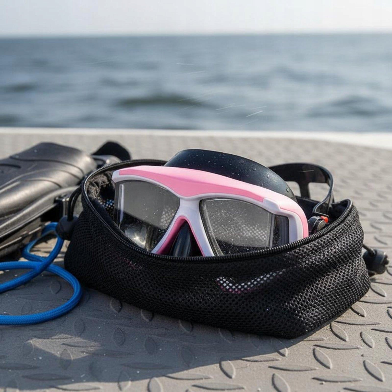 Large Lens Diving Goggles with Nose Protection Waterproof Silicone Pink Brand no brand