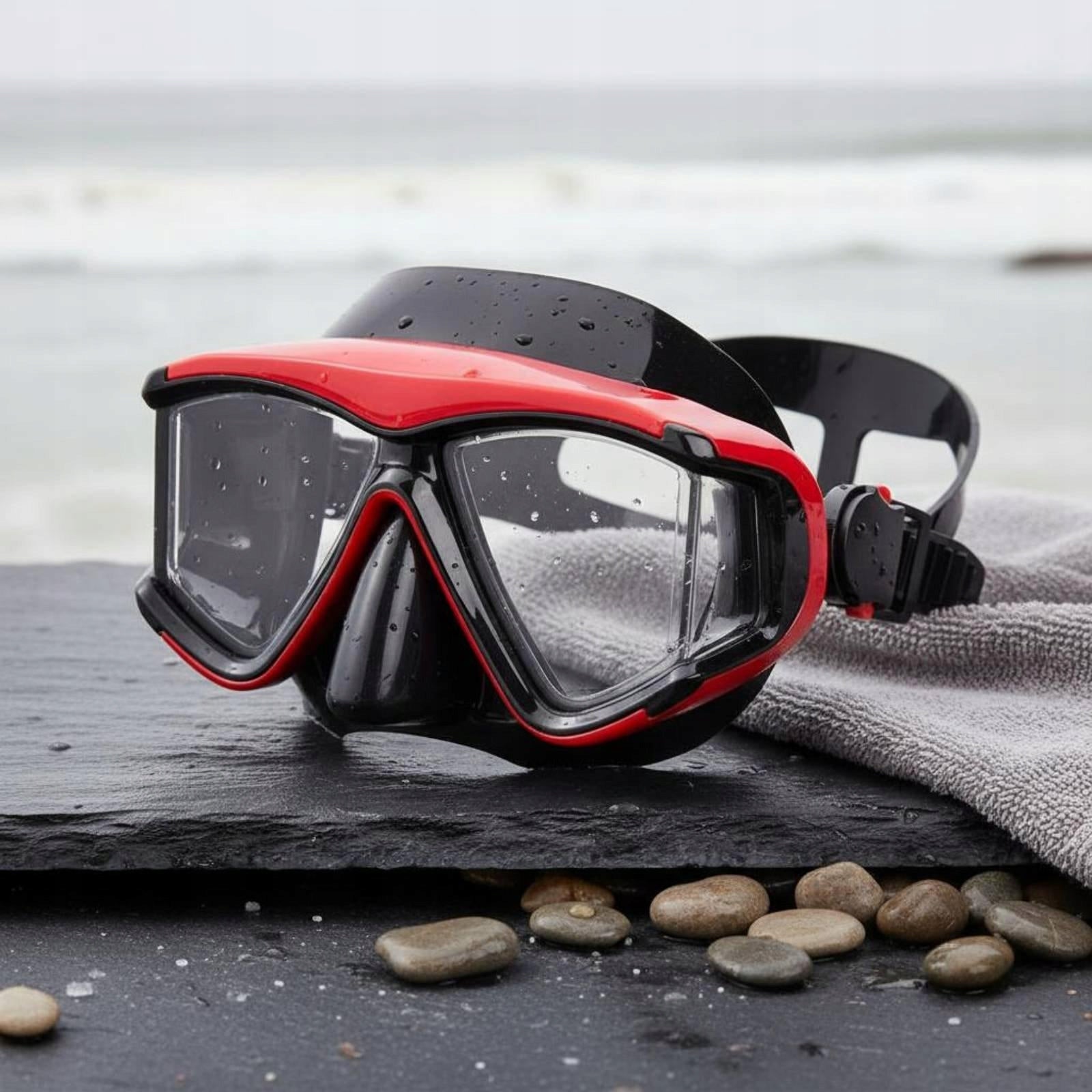 Large Lens Diving Goggles with Nose Protection Waterproof Silicone Pink Kind for children