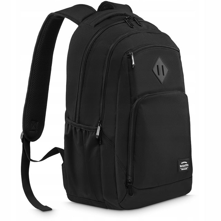 Large Men's Black Sports School Backpack with Laptop Space 17" ZAGATTO