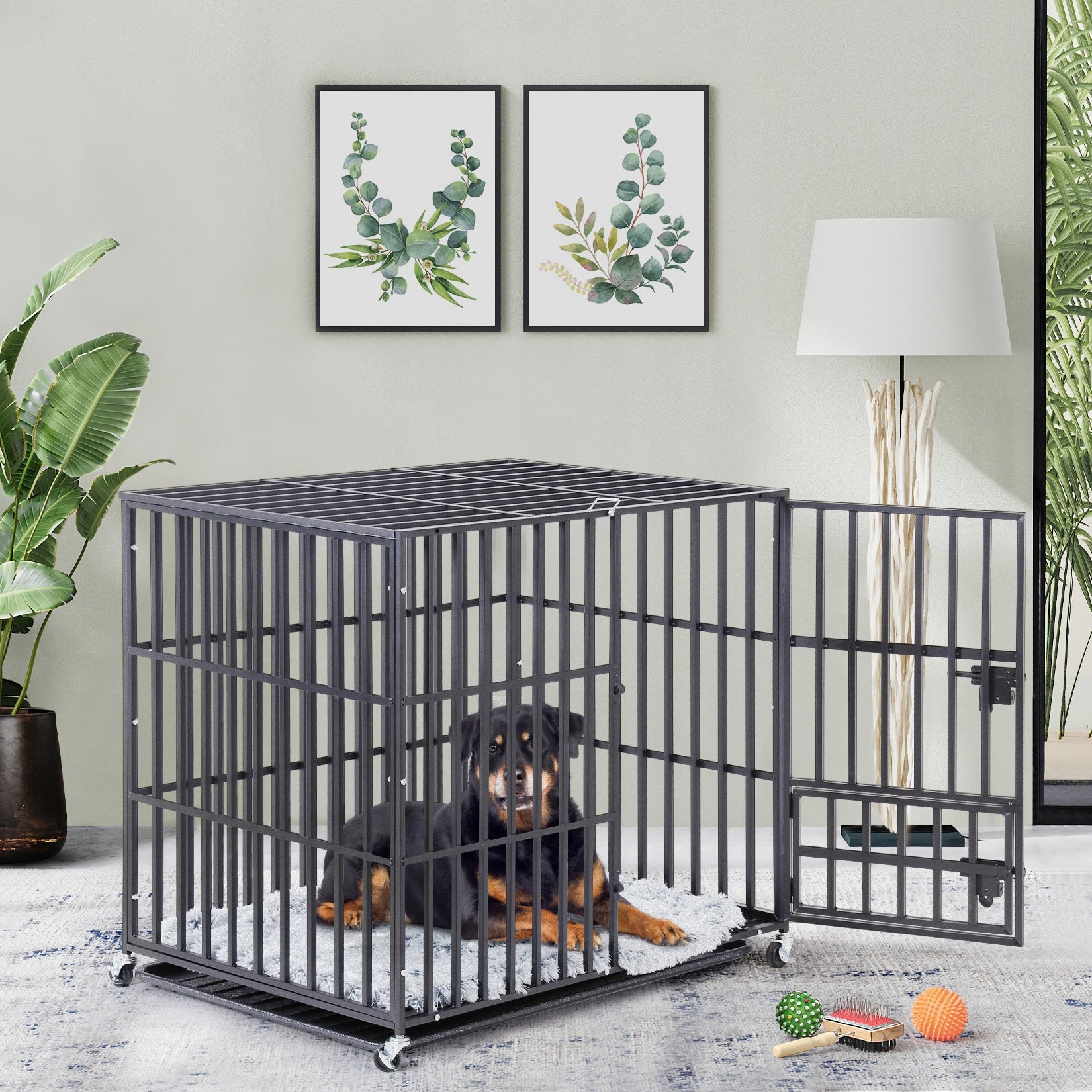 Large Metal Kennel Cage For Dog 107x78x89cm Length 107 cm