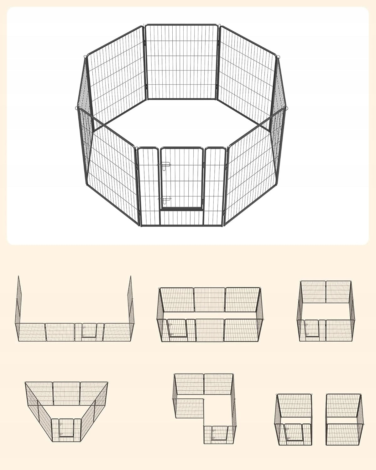 Large Metal Playpen Dog Cage Modular 77 x 235 x 100 cm Manufacturer code PPK81H
