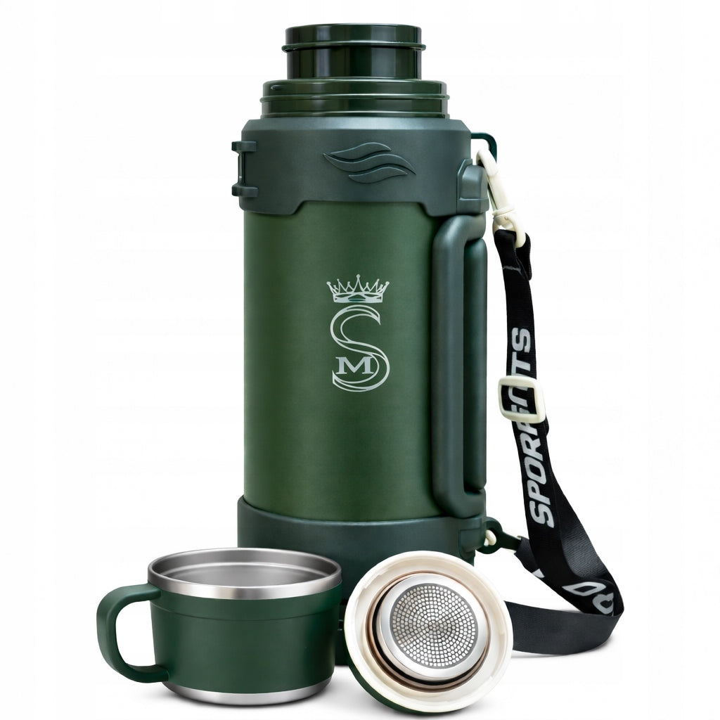 Large Military Thermos Military Tourist Vacuum Stainless Steel 1700ml