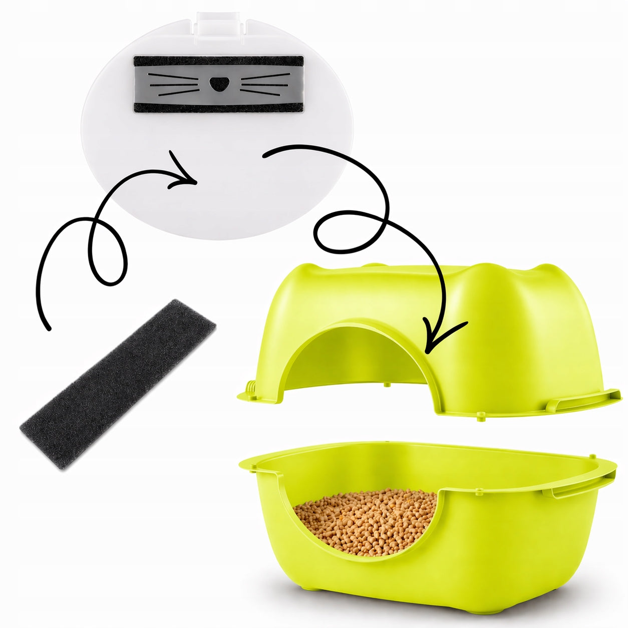 Large Modular Open Cat Cuvette with Low Cat Litter Entry Color yellow