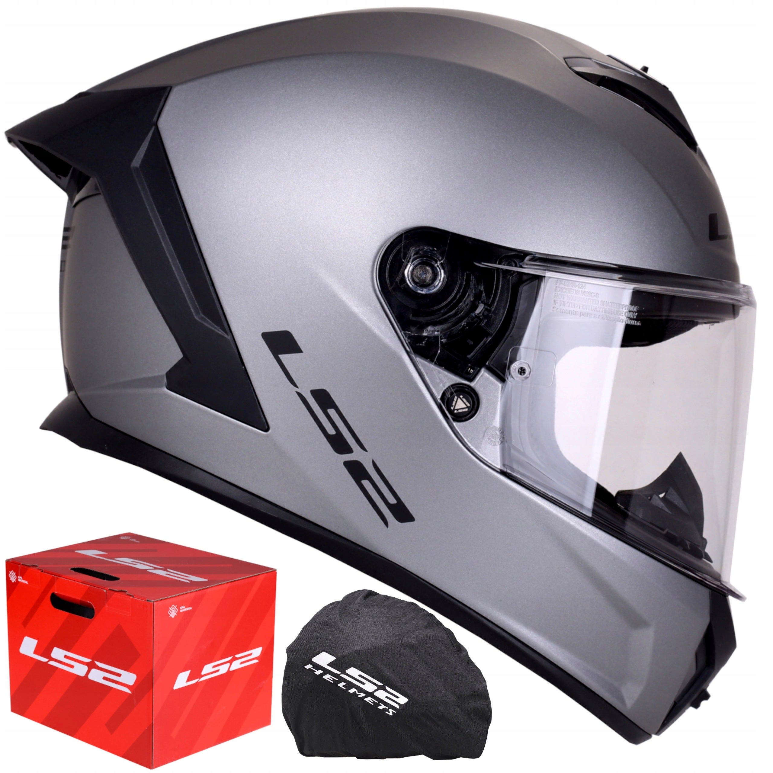 Large Motorcycle Integral Helmet LS2 Rapid III FF820 Titanium Mat For Motorcycle