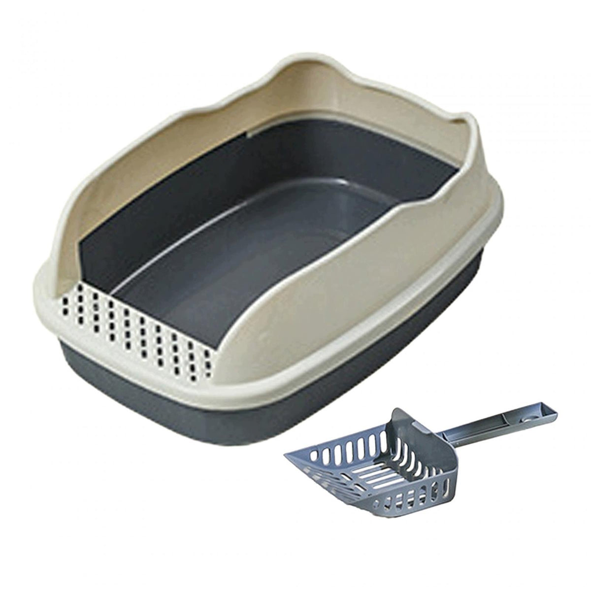 Large Open Cats Litter Box Cats Sand Box High Sided Semi Enclosed Cat gray