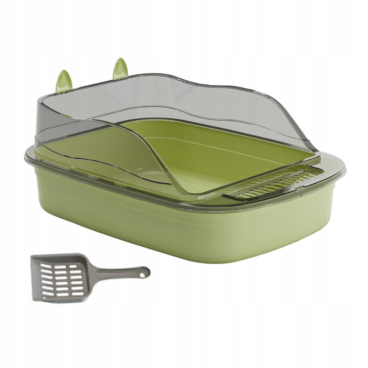 Large Open Cats Litter Box with High Side Cat Sand Basin Cat Litter green Packaging status original