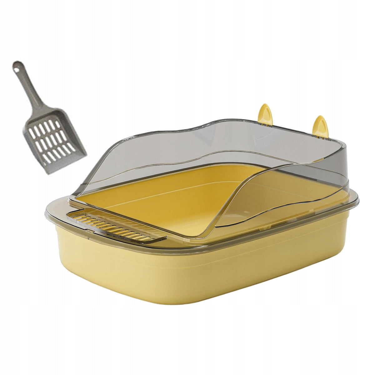 Large Open Cats Litter Box with High Side Cat Sand Basin Cat Litter yellow
