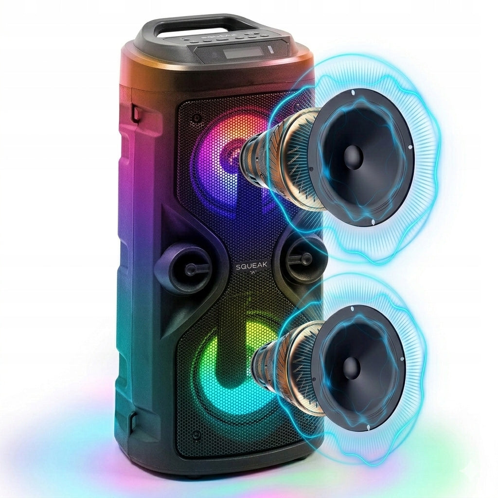 Large Portable Bluetooth Speaker Radio Microphone Column Karaoke Powerful Bass