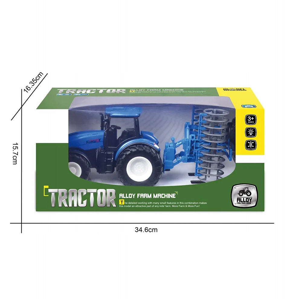 Large Remote Controlled Blue Tractor with Plough Toy Small Farmer Brand Pan i Pani Gadżet
