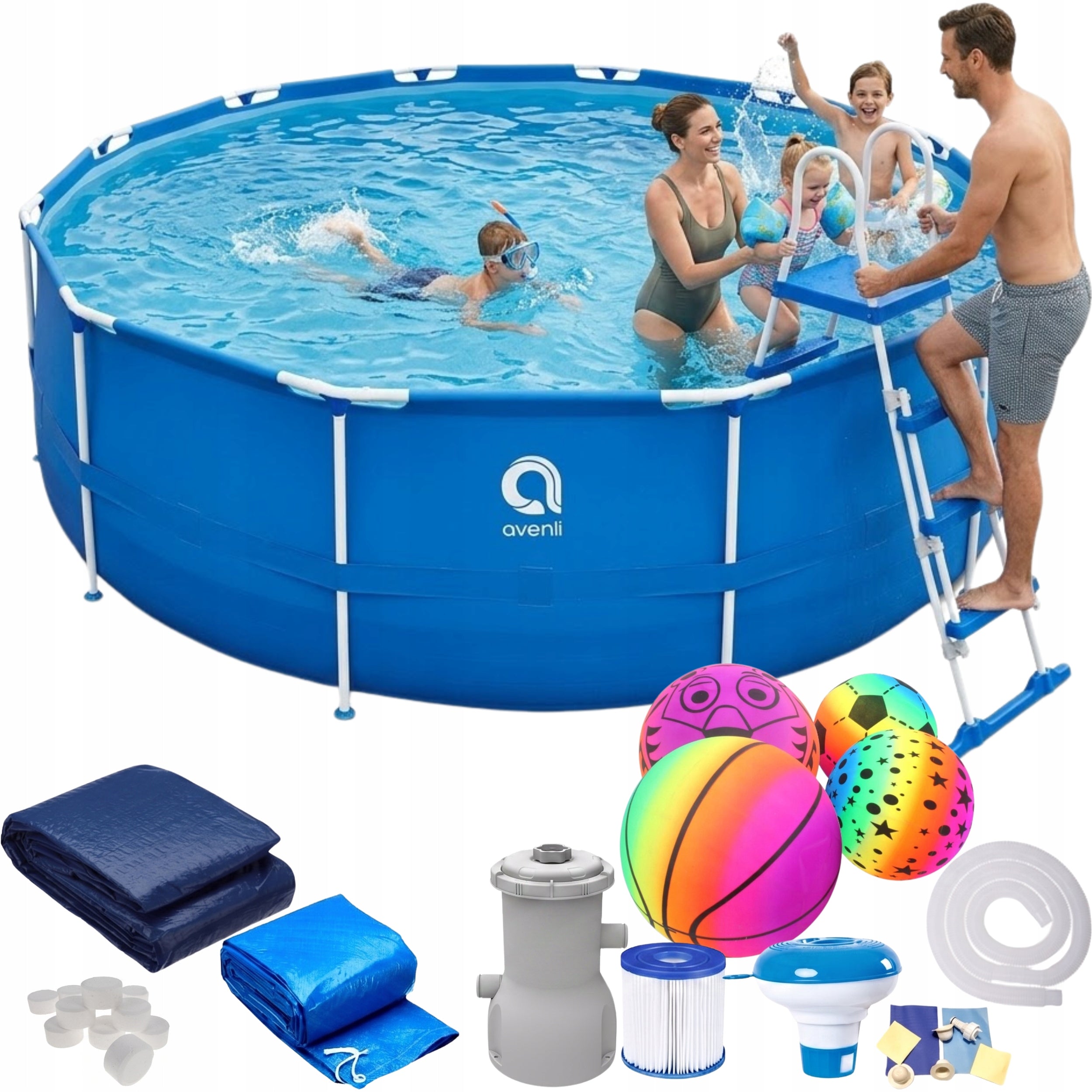 Large Round Garden POOL with Pump 450x122cm Set 19in1 FREEBIES