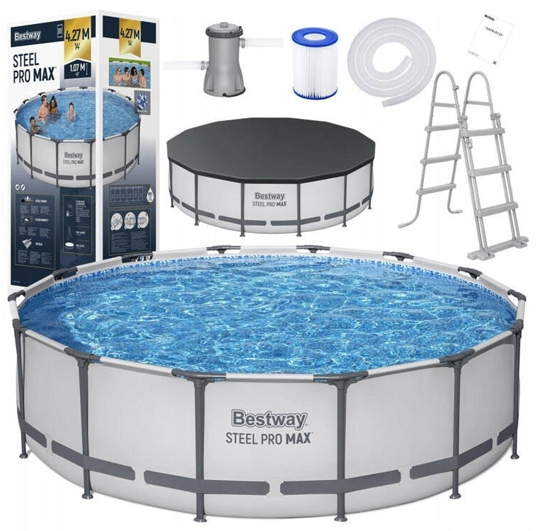Large Round Garden Pool Framed 427x107 with pump Bestway 56950 New2026