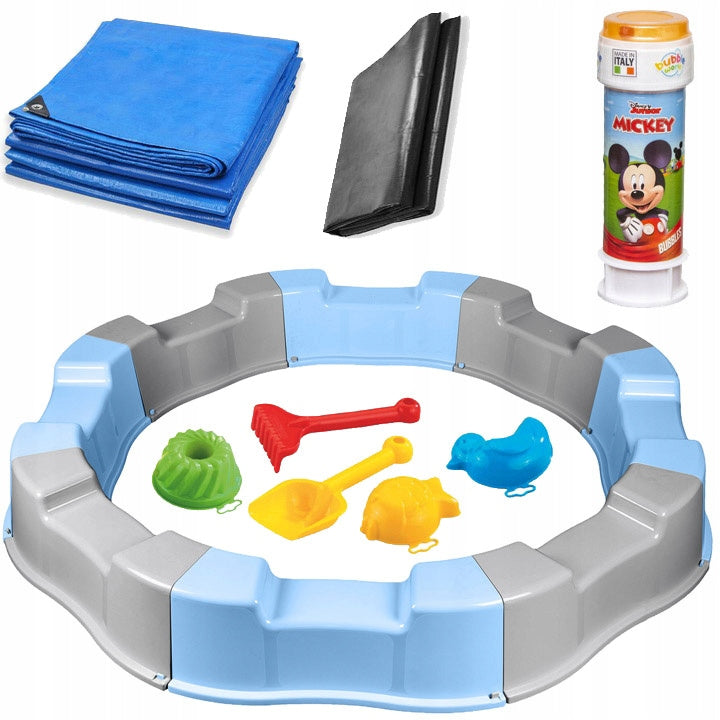 Large Sandbox Blue Grey Plastic 12m + Length 160Cm + FREEBIE