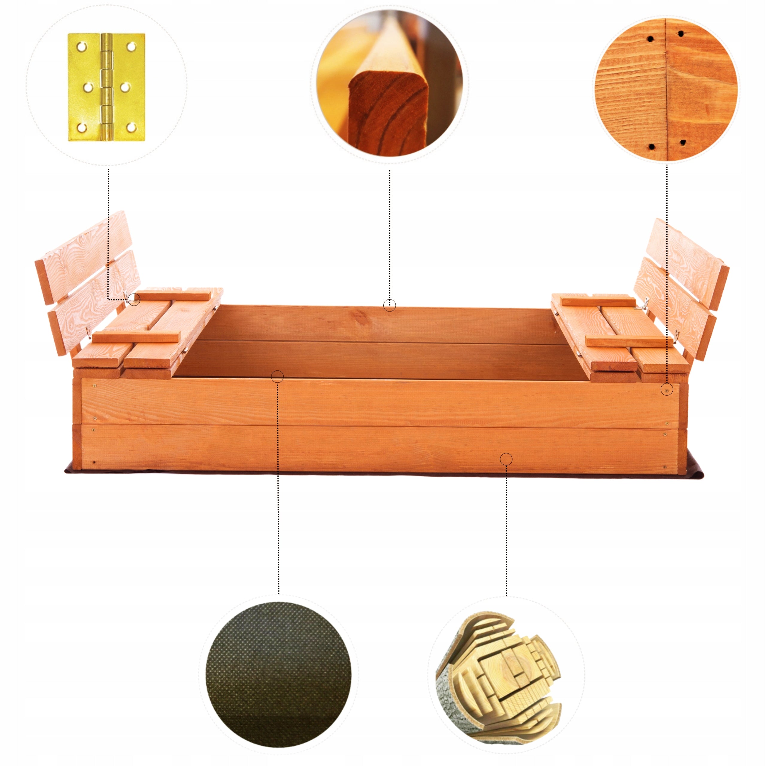 Large Sandbox Impregnated Lockable Wooden 120x120cm POLISH MANUFACTURER Length 120 cm
