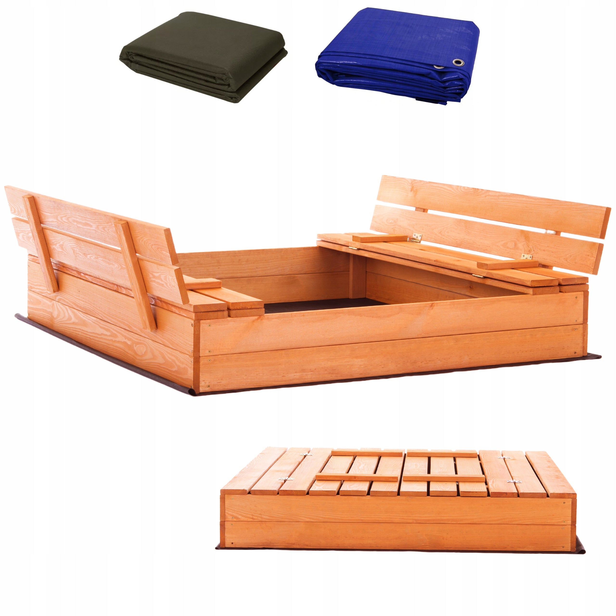 Large Sandbox Impregnated Lockable Wooden 120x120cm POLISH MANUFACTURER