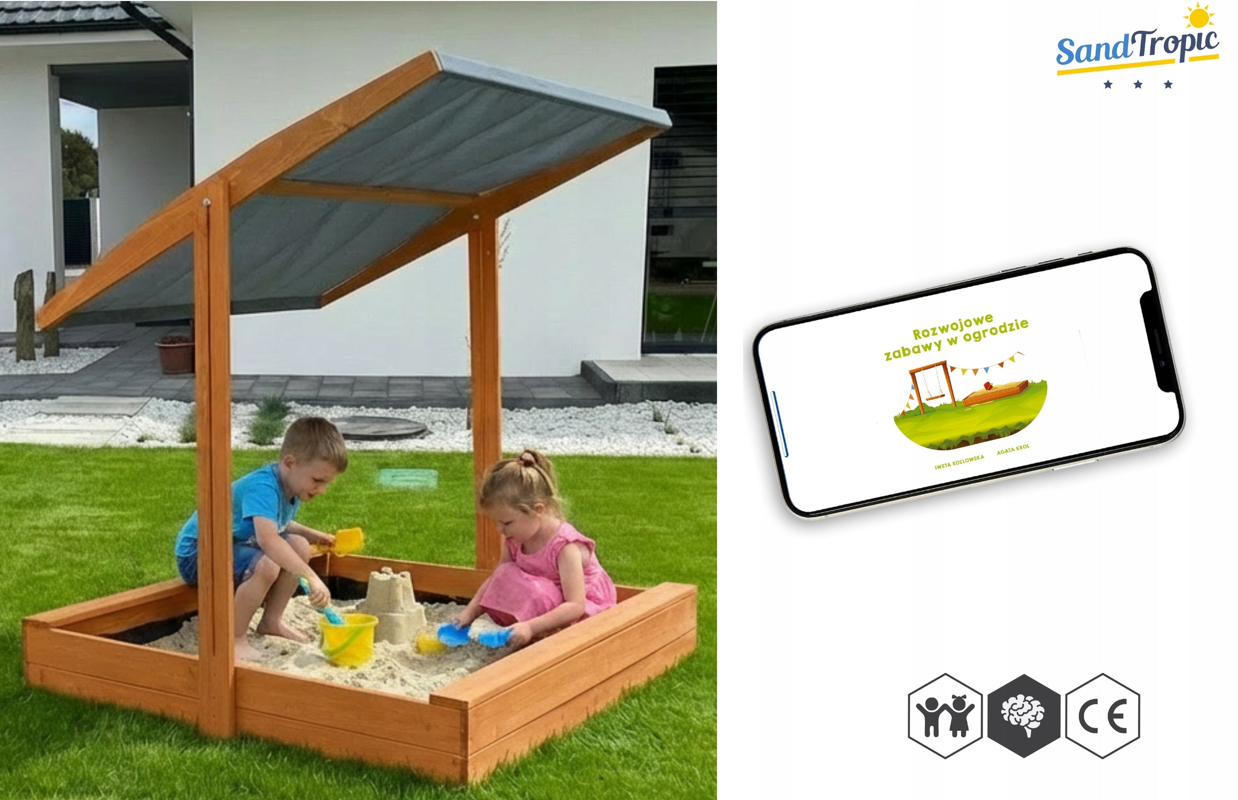 Large Sandbox with Canopy Impregnated Wooden Lockable 120x120cm Manufacturer code SSB20OPTIMA-2026