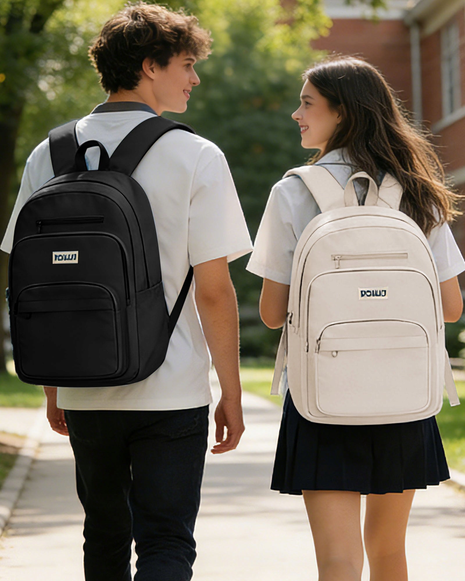 Large School Backpack Black Fits A4 Laptop Multi Pocket Youth Boys Girls Brand no brand
