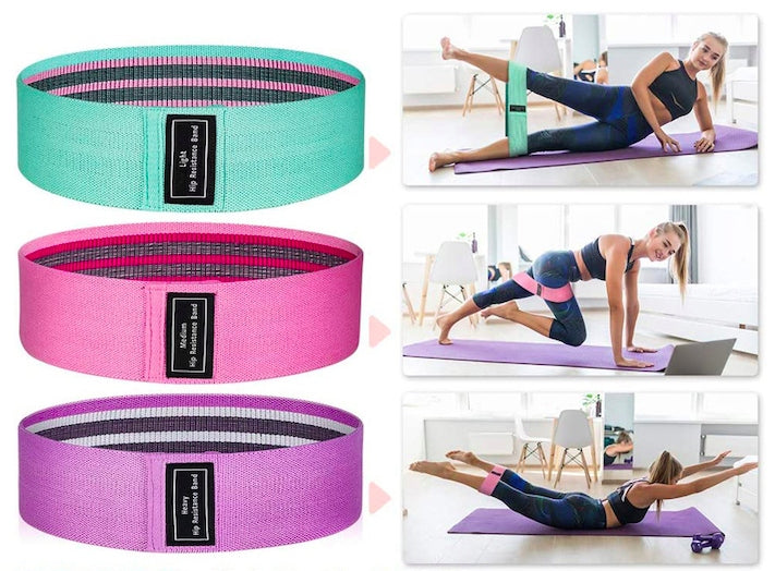 Large Set of 3 Rubber Training Resistance Bands for Fitness Exercise Mini Band Color pink