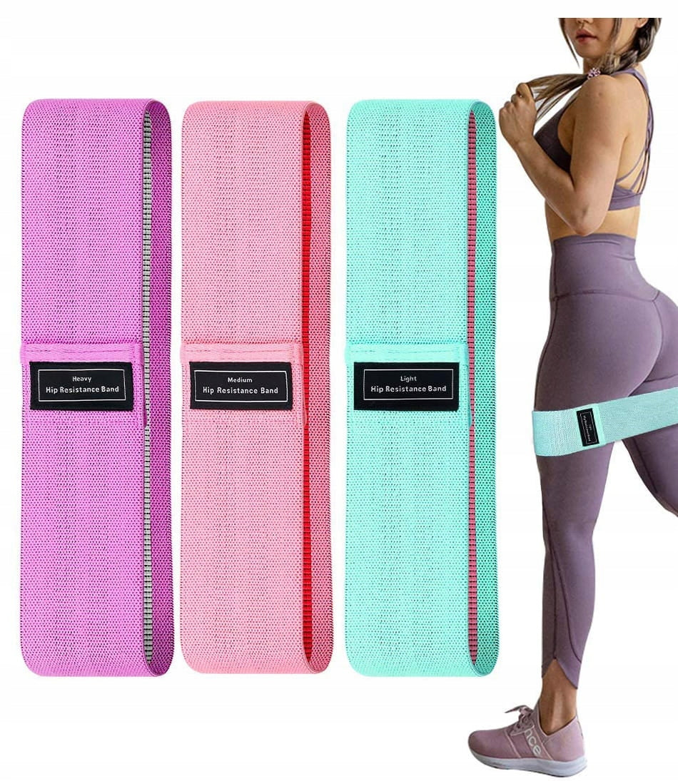 Large Set of 3 Rubber Training Resistance Bands for Fitness Exercise Mini Band
