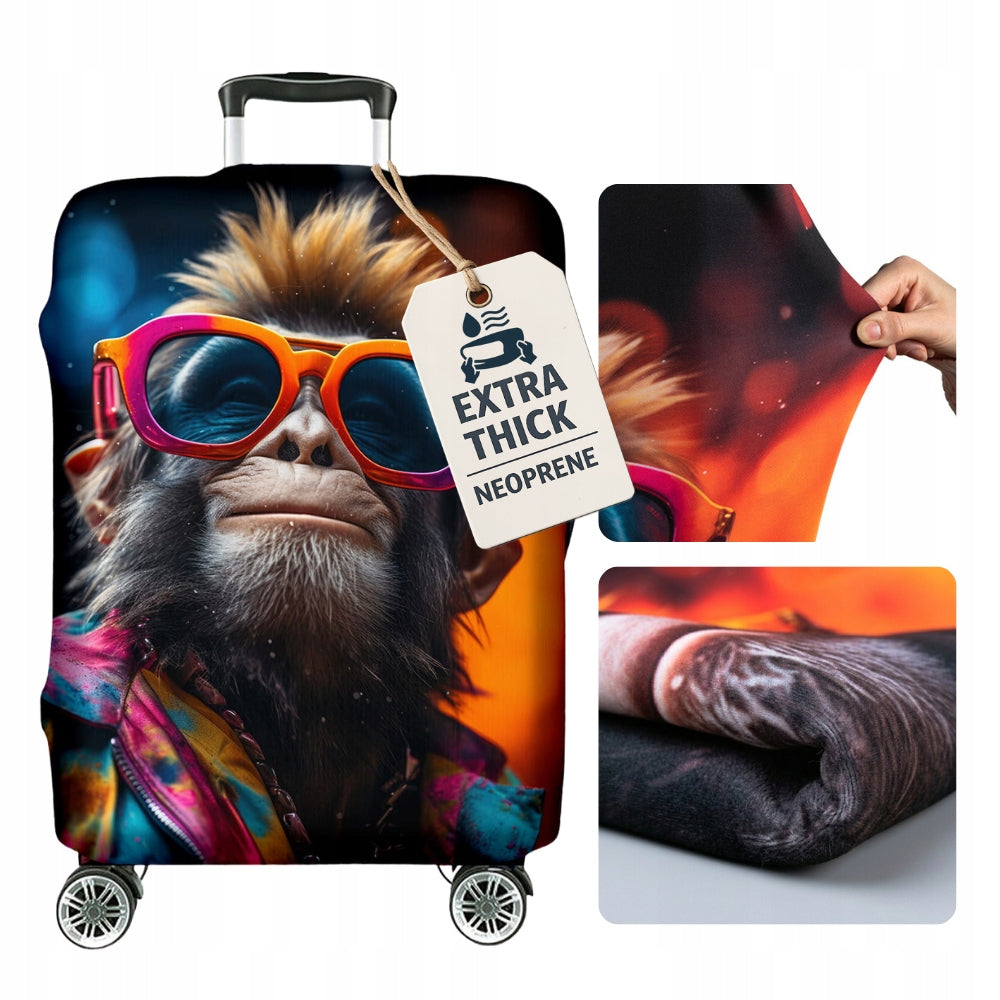 Large Suitcase Cover Thick Protective Pouch Luggage L Print Colorful Monkey