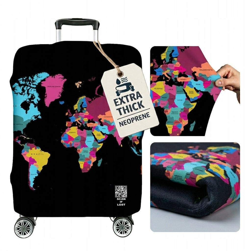 Large Suitcase Cover Thick Protective Pouch Luggage L Print Fullprint Map