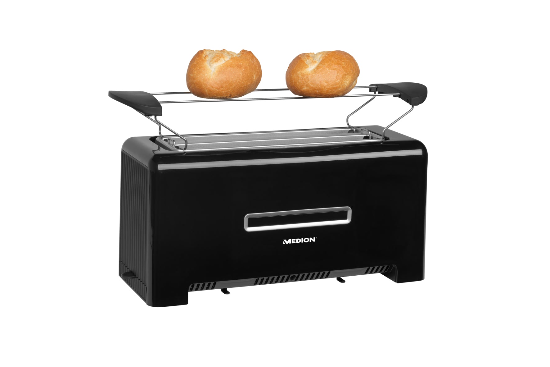Large Toaster Medion MD 15709 black 1400 W 4 Delicious Toast + Roll Cap Manufacturer code 50056096