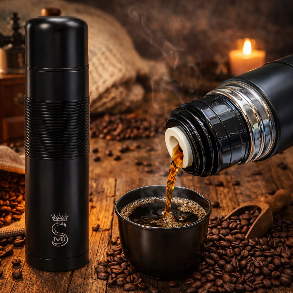 Large Tourist Thermos Vacuum Sealed Steel 1000ml Black Manufacturer code Termos turystyczny