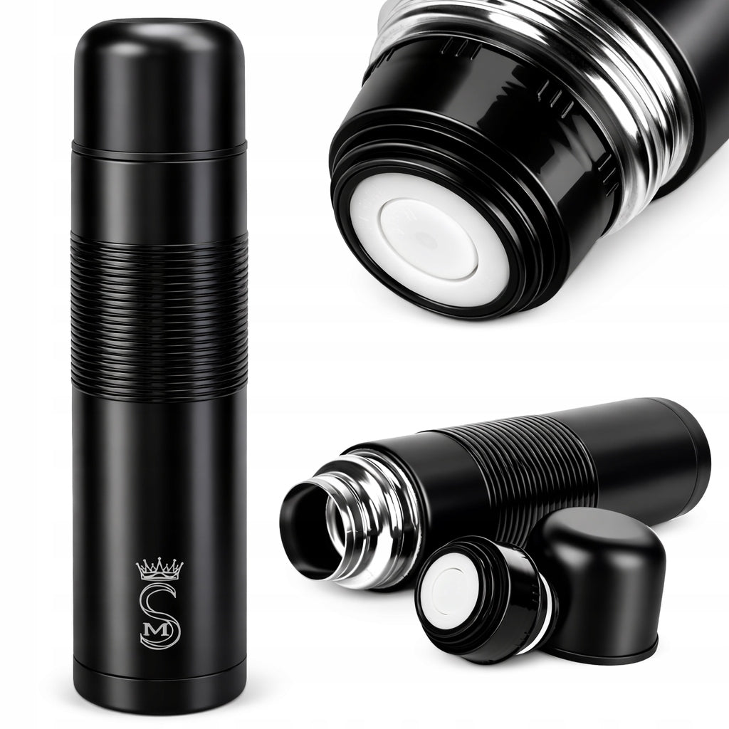 Large Tourist Thermos Vacuum Sealed Steel 1000ml Black