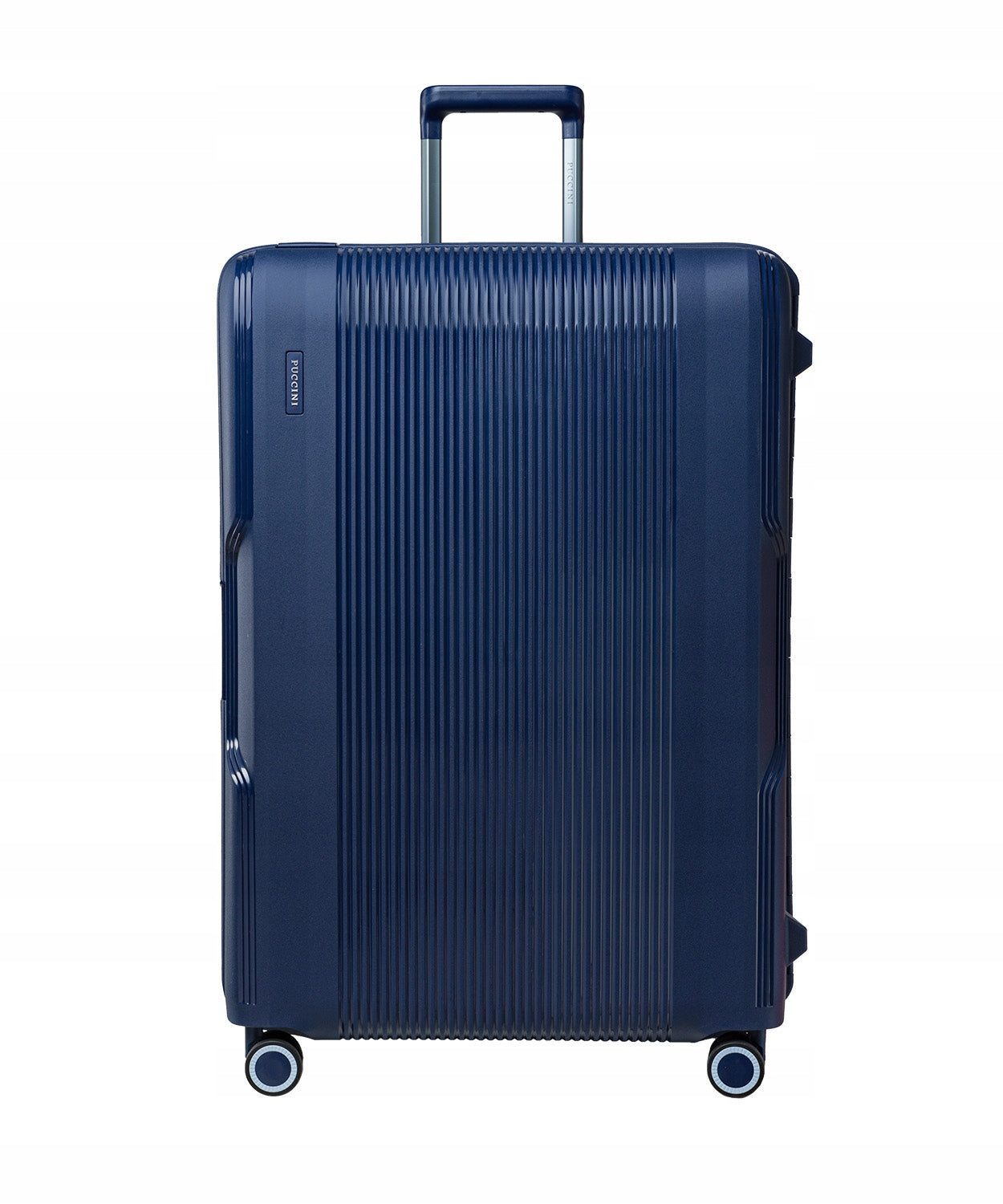 Large Travel Suitcase On Wheels Hard Buckles PUCCINI Navy Blue PP022A 7A Packaging status original
