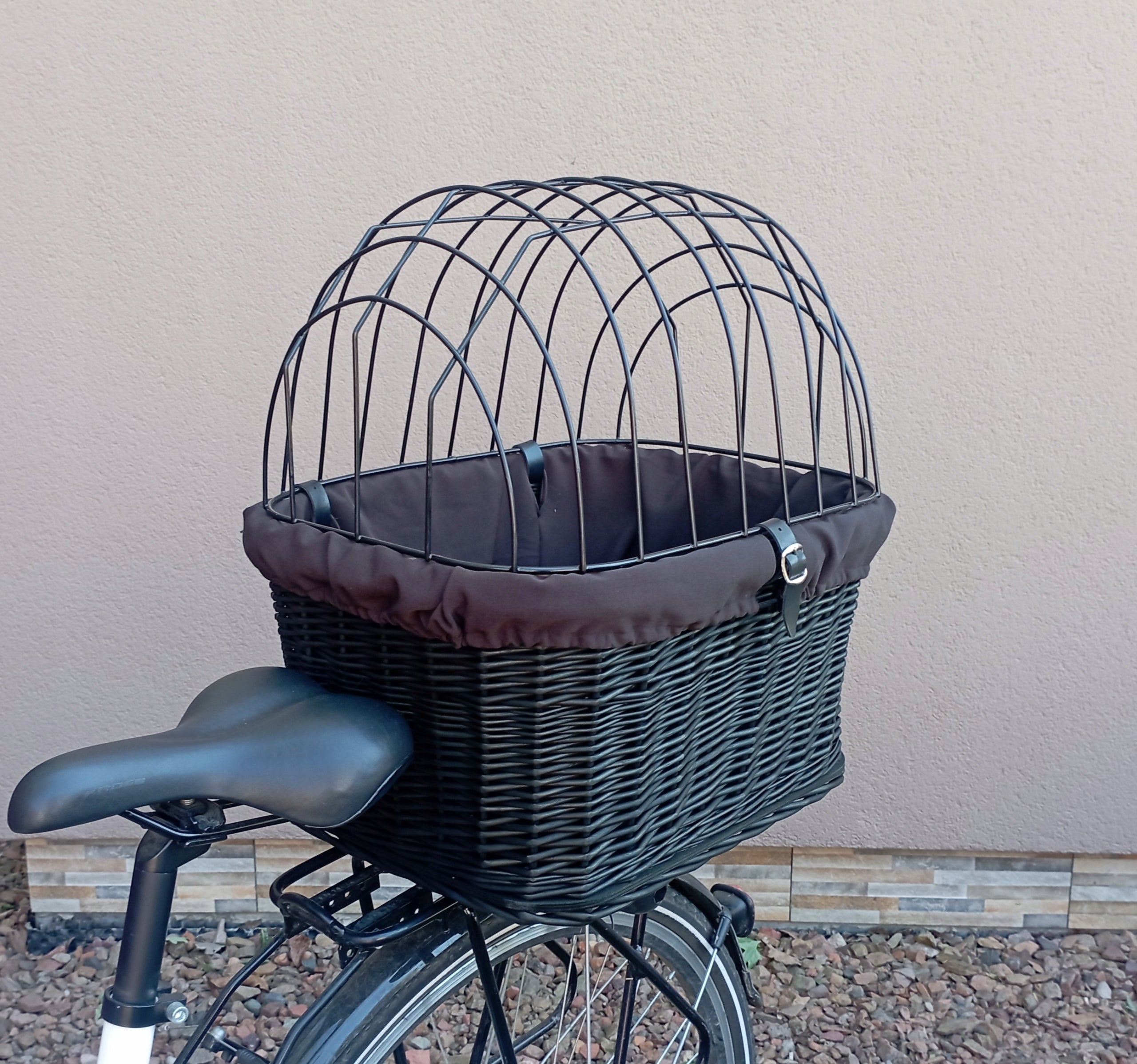 Large Wicker Basket for Bike Dog Luggage Rack with Hem and Pillow Kind carrier