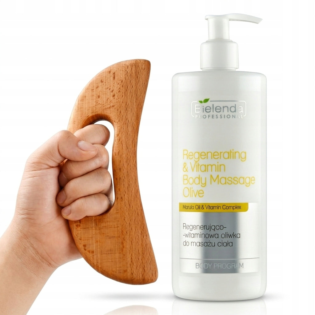 Large Wooden Anti-Cellulite Massager Massage Oil Gift for Her