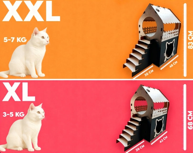 Large Wooden Cat House – 2 Levels MDF XXL Interior Bed Product width 48 cm