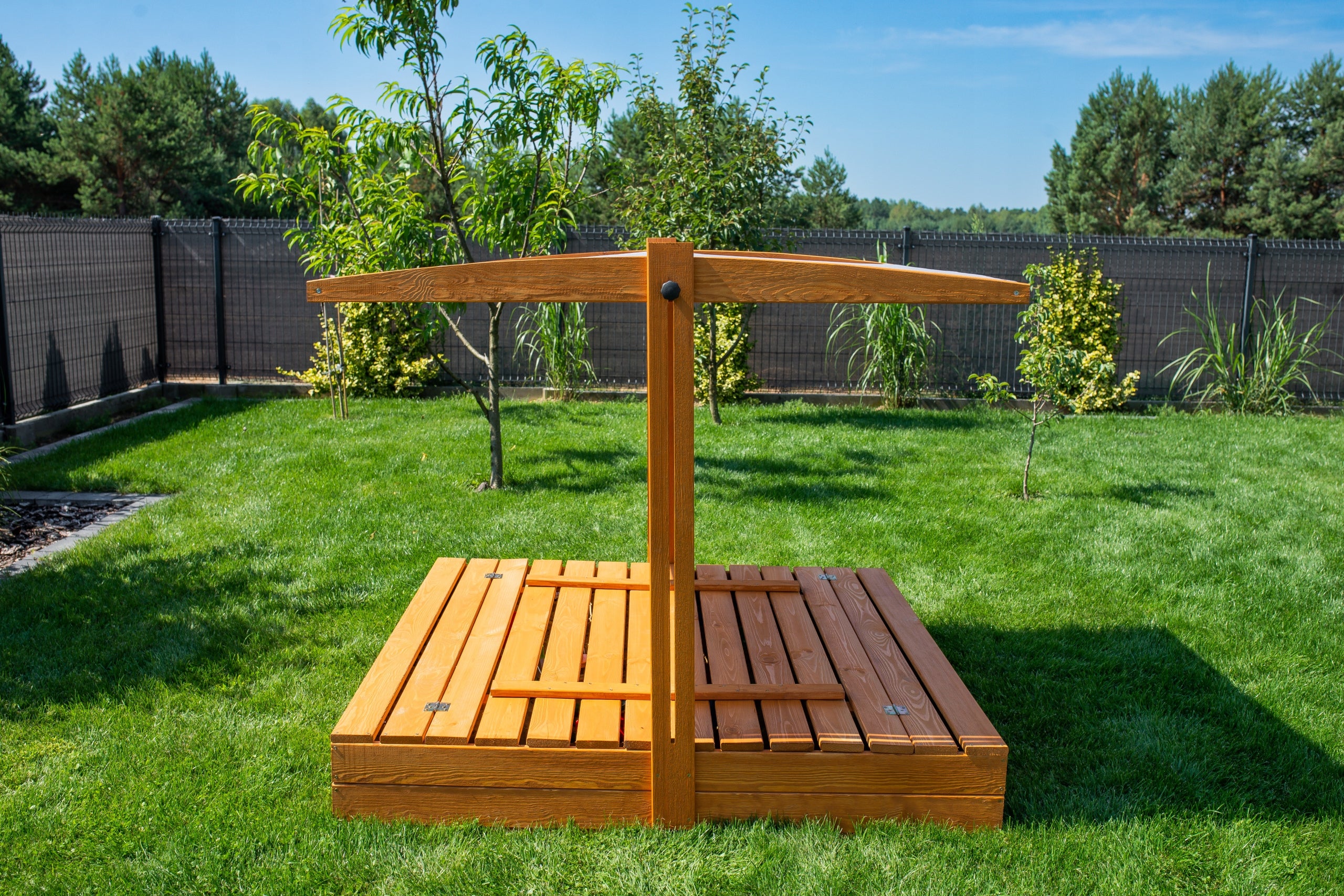 Large XXL Sandbox with Canopy Wooden Impregnated 140 6 Colors Canopy Kid's age 18＋ months