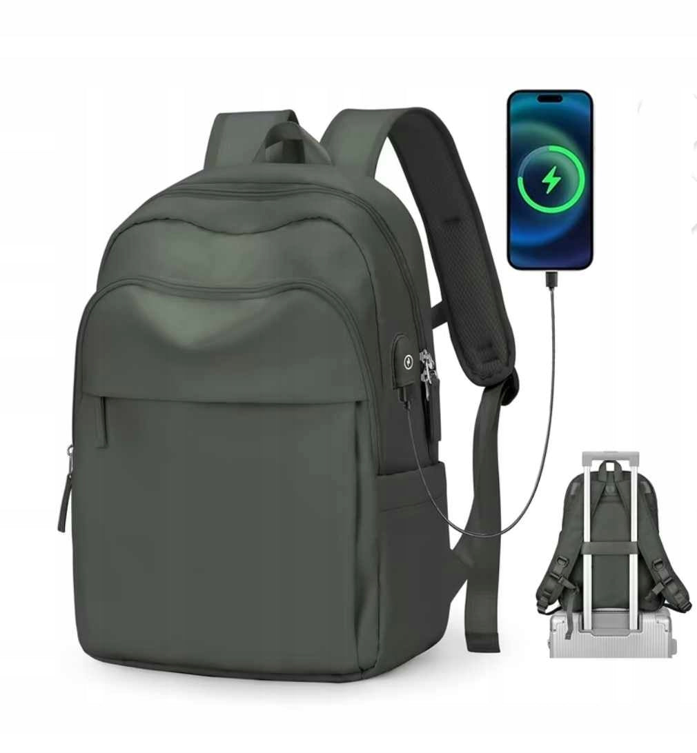 Large backpack school travel USB port Water resistant bright green PROMOTION