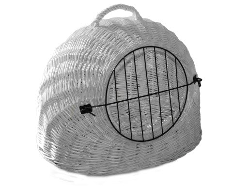 Large cat carrier white wicker + pillow Brand Wicker-Kosz