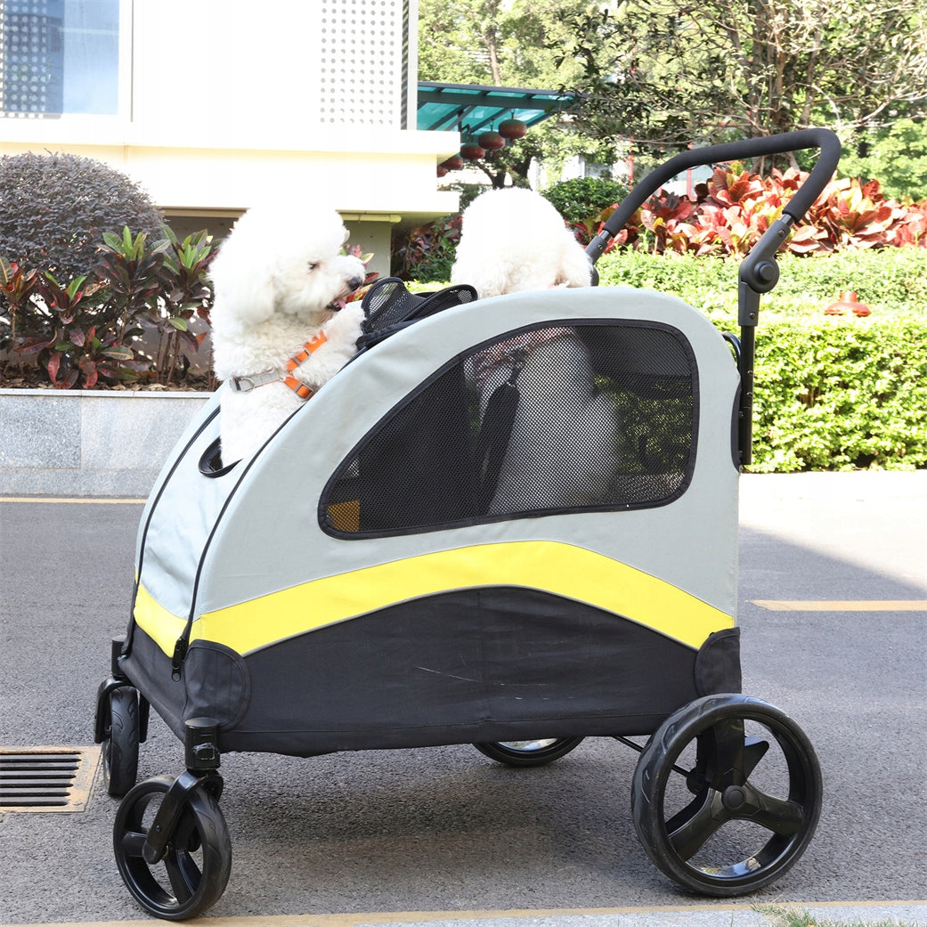 Large cat dog transporter trolley with partition for 2 dogs up to 42 kg 4 wheels Brand BingoPaw