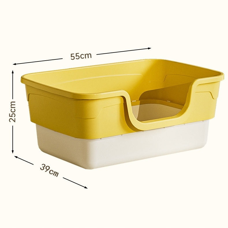 Large cat litter box open 55x39x25cm, with spatula,Deep + Anti-splash Color gray