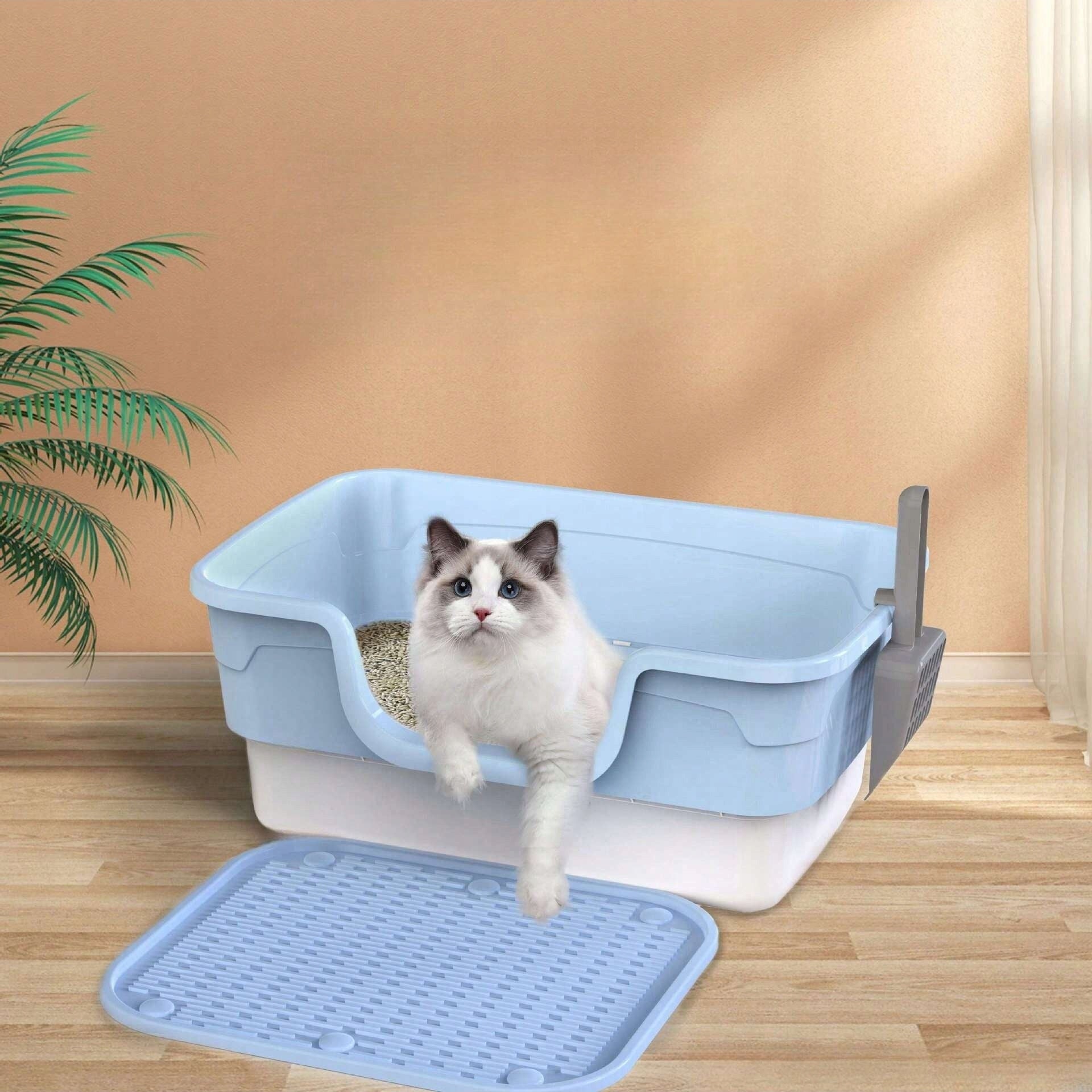 Large cat litter box open 55x39x25cm, with spatula,Deep + Anti-splash Model WJ98092