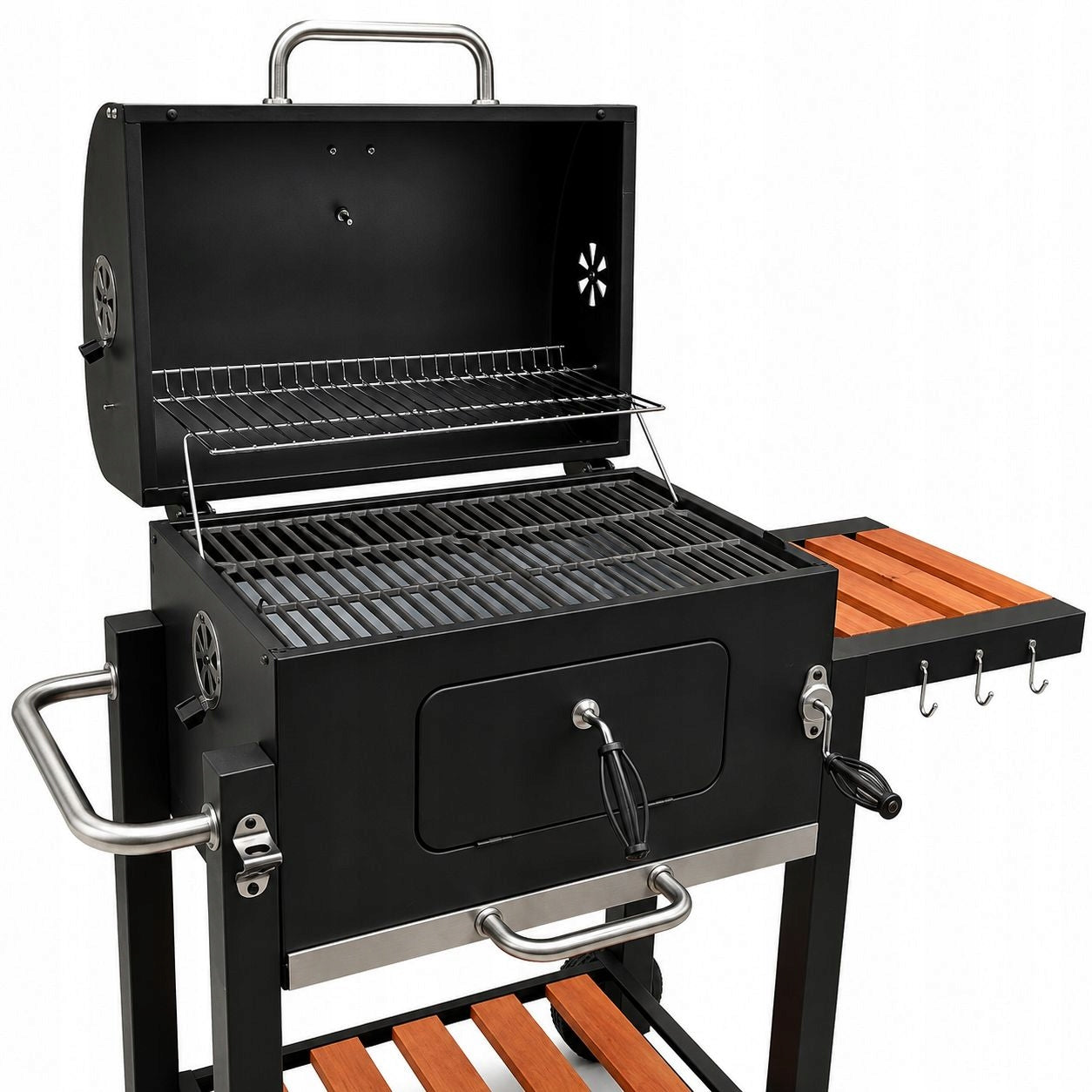 Large charcoal grill cast iron grate 113,5x50x107 cm garden XXL with lid Grill height 107 cm
